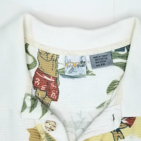 OP Sport Vintage Hawaiian Print Polo Shirt - Picture 6 of 7